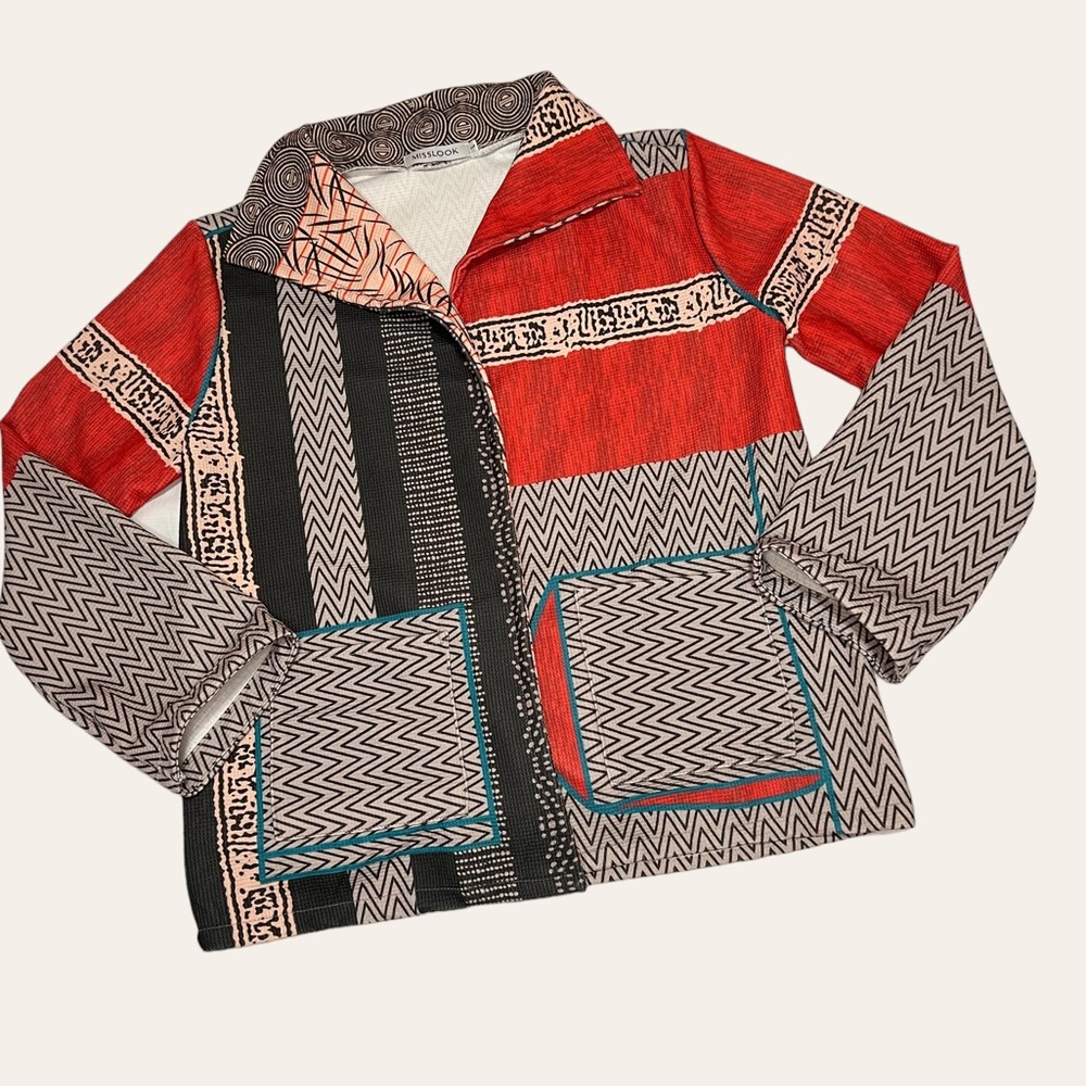 Misslook Funky Multi-Print Cardigan Jacket Size L